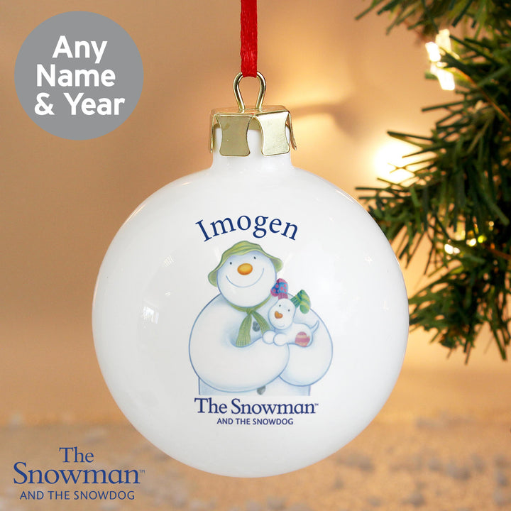 Personalised Memento Personalised The Snowman and the Snowdog Bauble