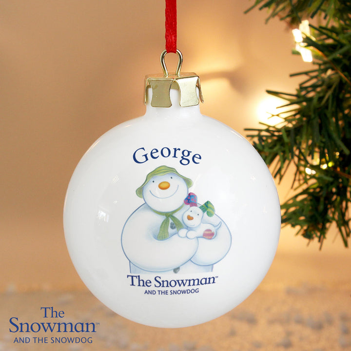 Personalised Memento Personalised The Snowman and the Snowdog Bauble