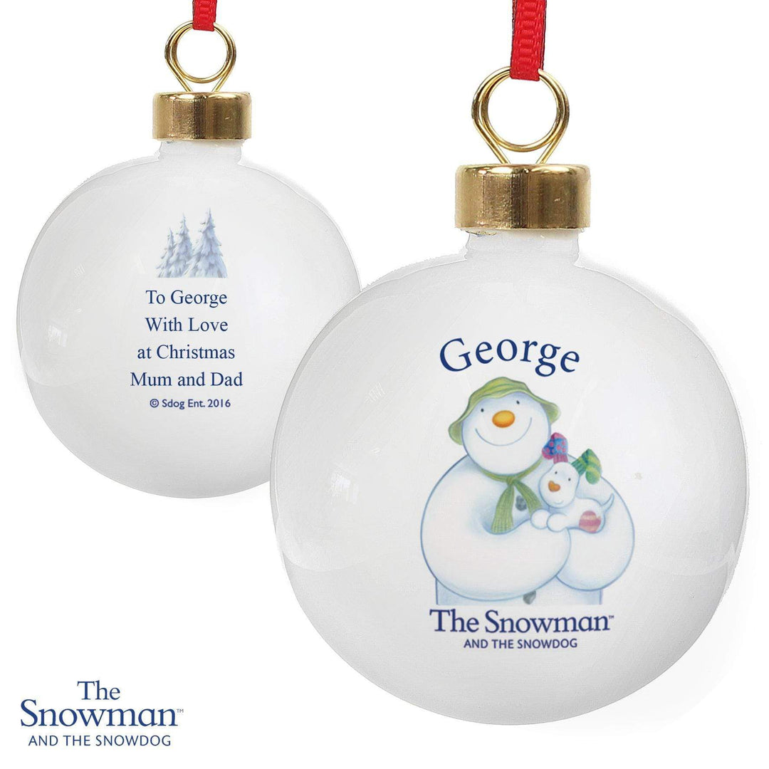 Personalised Memento Personalised The Snowman and the Snowdog Bauble