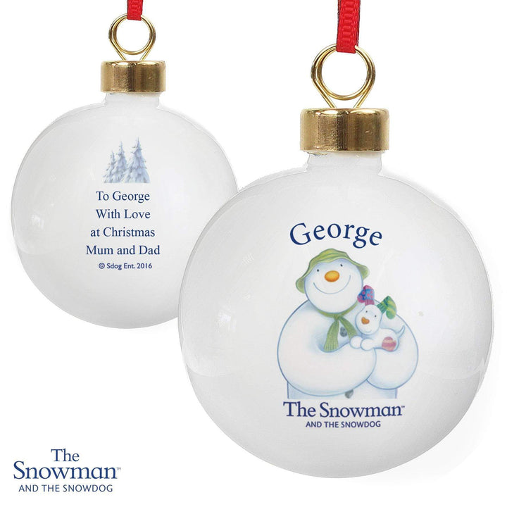 Personalised Memento Personalised The Snowman and the Snowdog Bauble