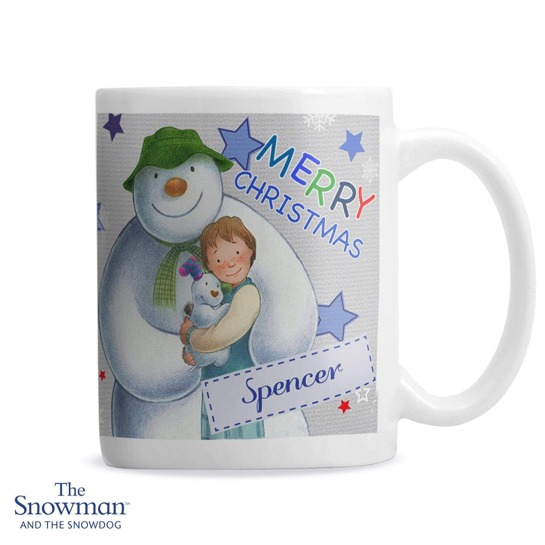 Personalised Memento Mugs Personalised The Snowman and the Snowdog Blue Mug