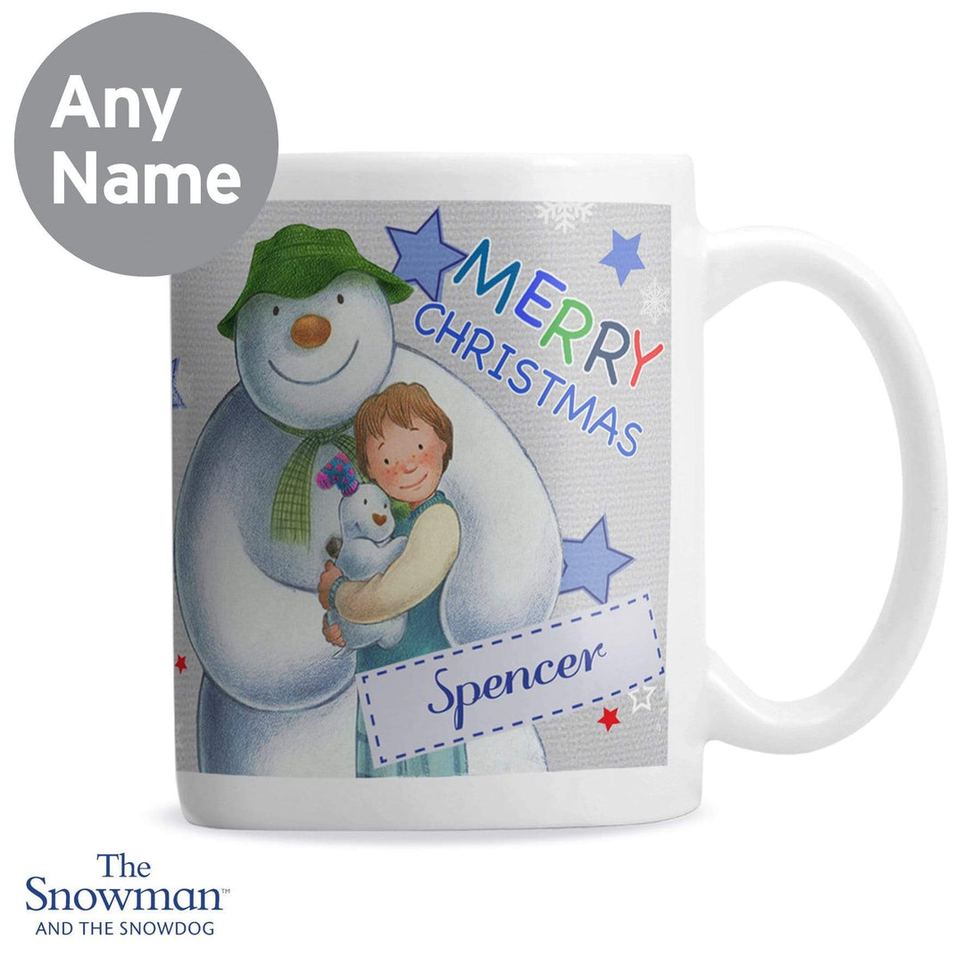Personalised Memento Mugs Personalised The Snowman and the Snowdog Blue Mug