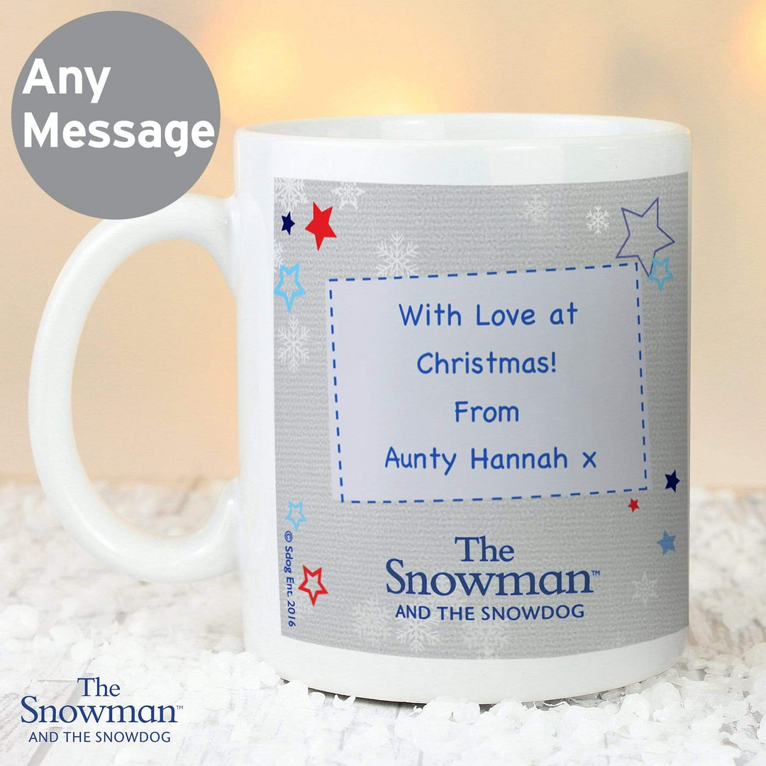 Personalised Memento Mugs Personalised The Snowman and the Snowdog Blue Mug