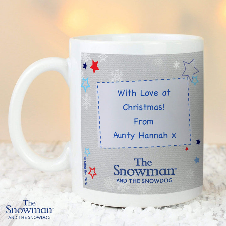 Personalised Memento Mugs Personalised The Snowman and the Snowdog Blue Mug