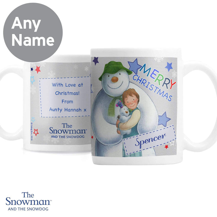 Personalised Memento Mugs Personalised The Snowman and the Snowdog Blue Mug