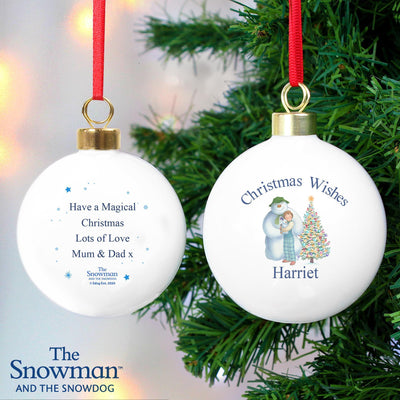 Personalised Memento Personalised The Snowman and the Snowdog Friends Bauble
