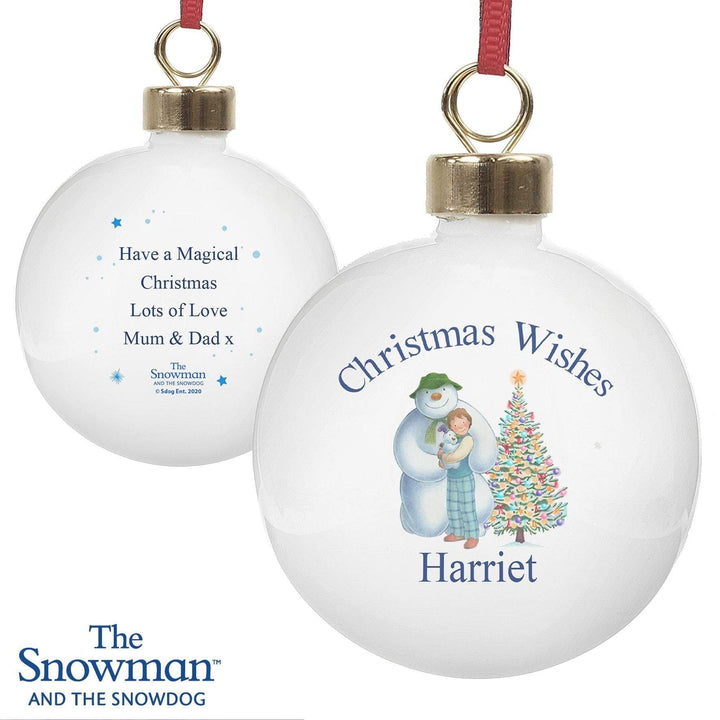 Personalised Memento Personalised The Snowman and the Snowdog Friends Bauble