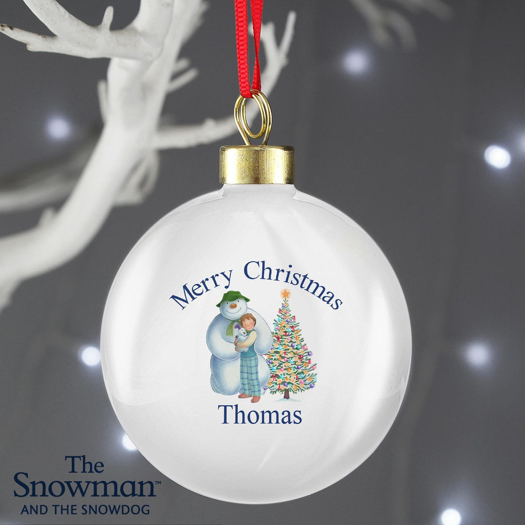 Personalised Memento Personalised The Snowman and the Snowdog Friends Bauble
