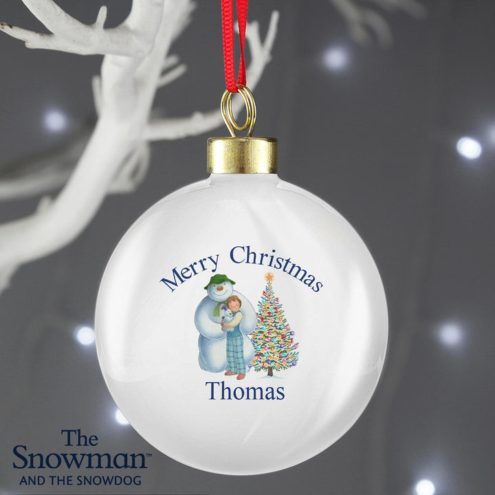 Personalised Memento Personalised The Snowman and the Snowdog Friends Bauble