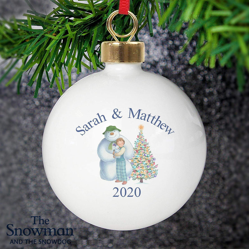 Personalised Memento Personalised The Snowman and the Snowdog Friends Bauble