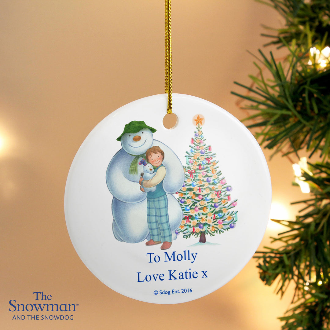 Personalised Memento Personalised The Snowman and the Snowdog Friends Bauble