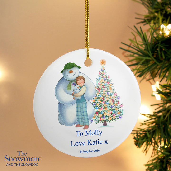 Personalised Memento Personalised The Snowman and the Snowdog Friends Bauble