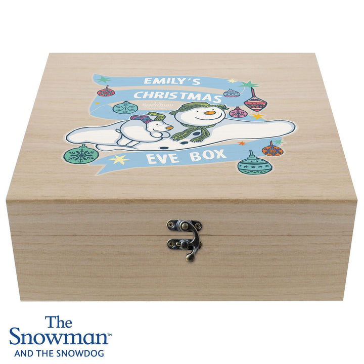 Personalised Memento Personalised The Snowman and the Snowdog Large Wooden Christmas Eve Box