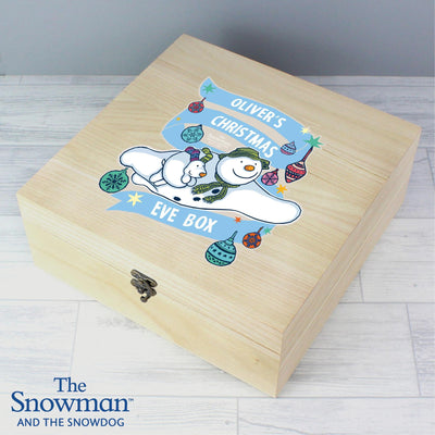 Personalised Memento Personalised The Snowman and the Snowdog Large Wooden Christmas Eve Box