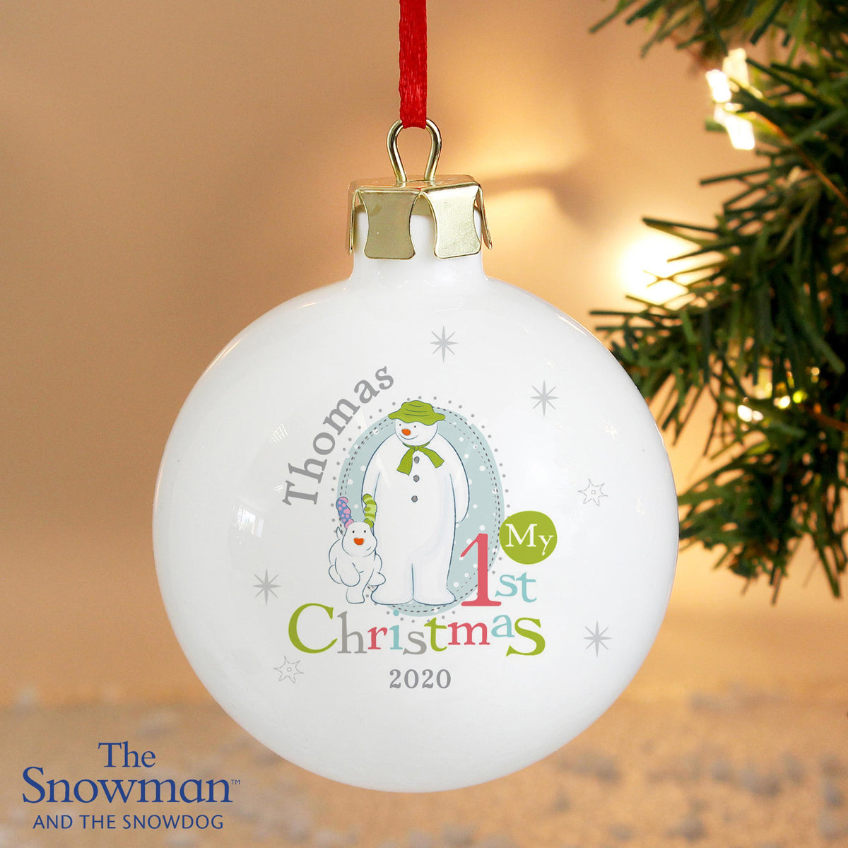 Personalised Memento Personalised The Snowman and the Snowdog My 1st Christmas Bauble