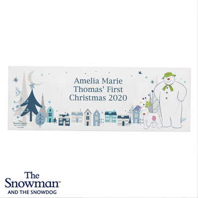 Personalised Memento Hanging Decorations & Signs Personalised The Snowman and the Snowdog Wooden Block Sign