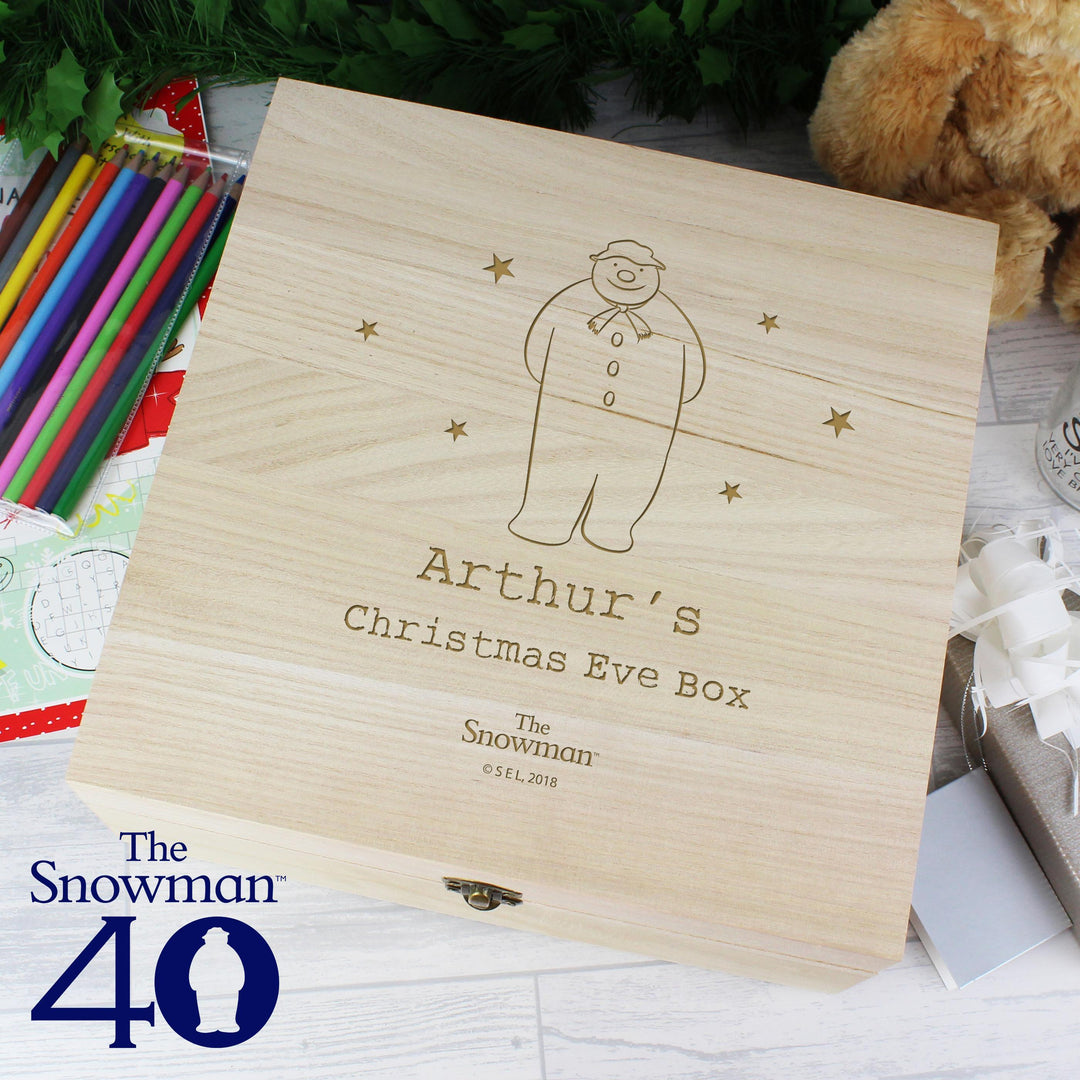 Personalised Memento Personalised The Snowman Large Wooden Christmas Eve Box
