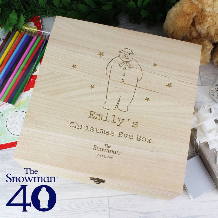 Personalised Memento Personalised The Snowman Large Wooden Christmas Eve Box