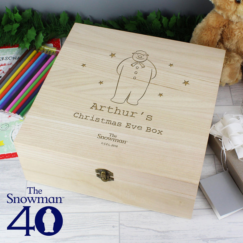 Personalised Memento Personalised The Snowman Large Wooden Christmas Eve Box