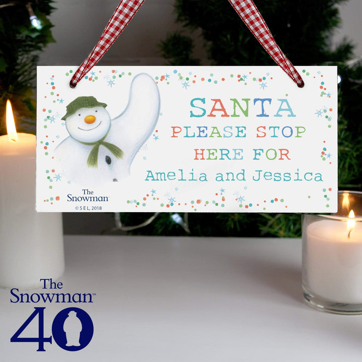 Personalised Memento Wooden Personalised The Snowman Let it Snow Santa Stop Here Wooden Sign