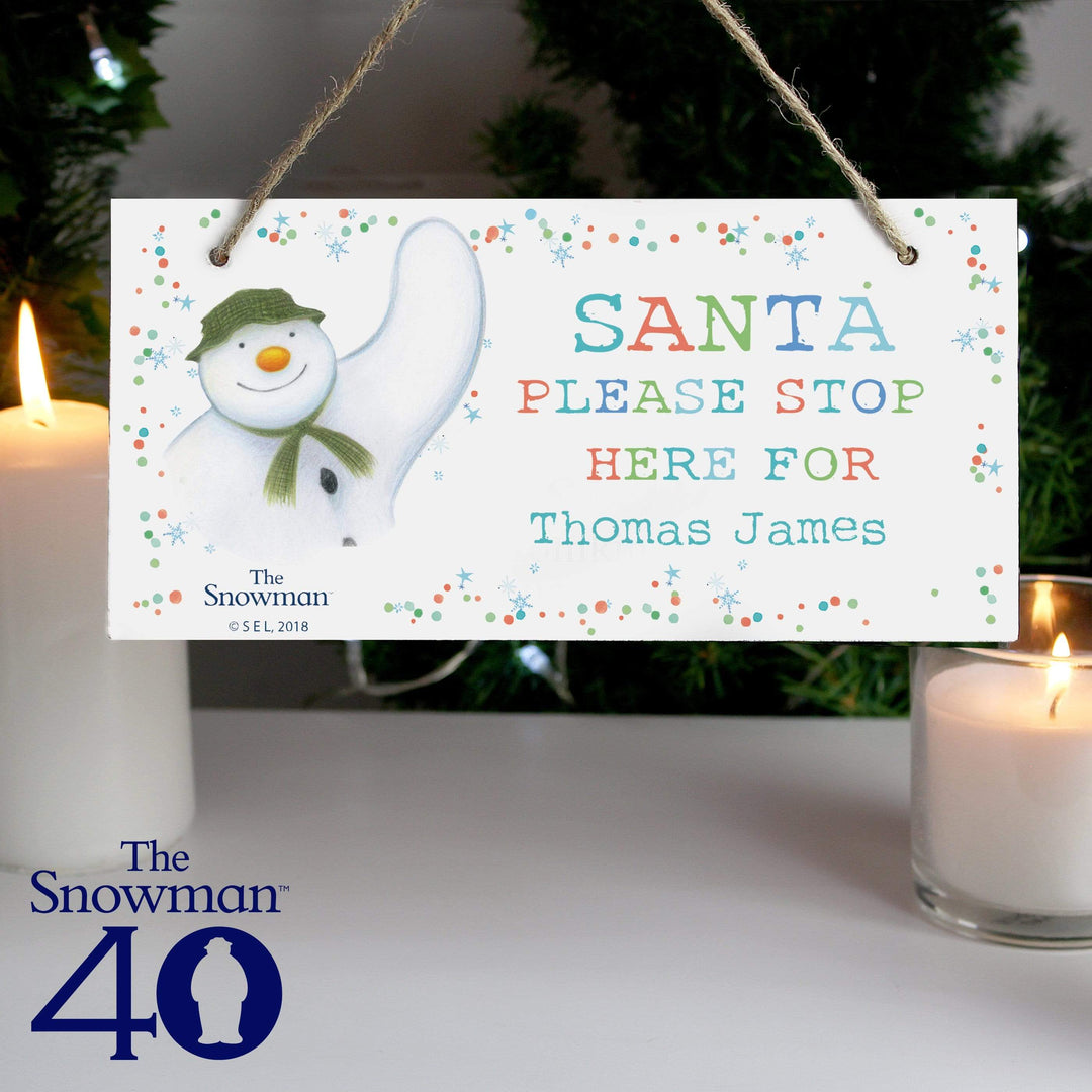 Personalised Memento Wooden Personalised The Snowman Let it Snow Santa Stop Here Wooden Sign