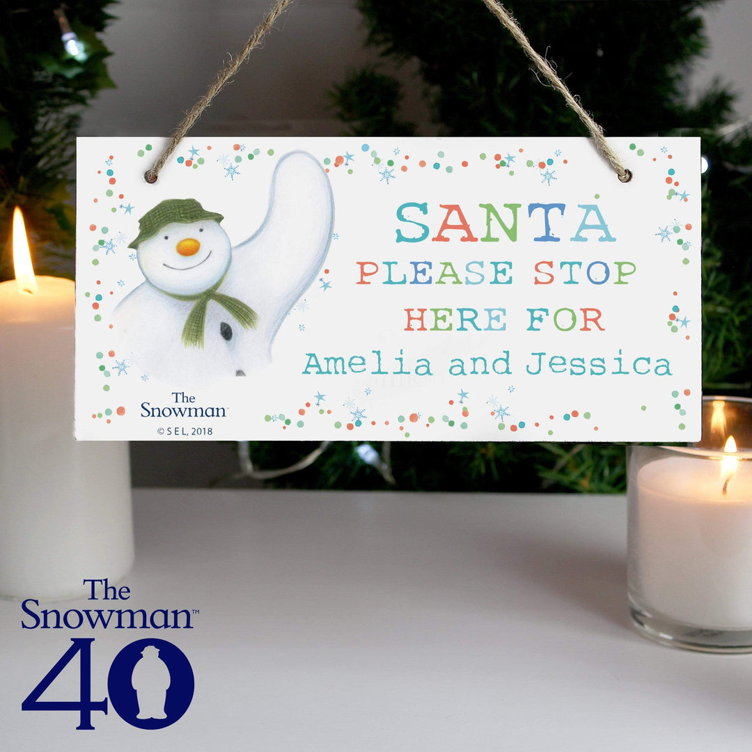 Personalised Memento Wooden Personalised The Snowman Let it Snow Santa Stop Here Wooden Sign