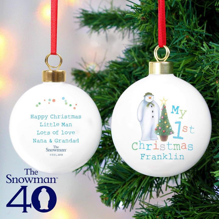 Personalised Memento Personalised The Snowman My 1st Christmas Bauble