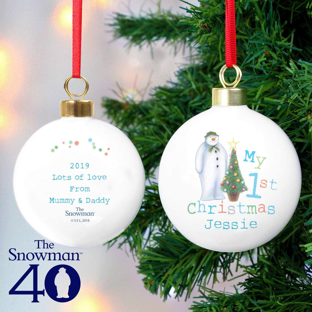 Personalised Memento Personalised The Snowman My 1st Christmas Bauble