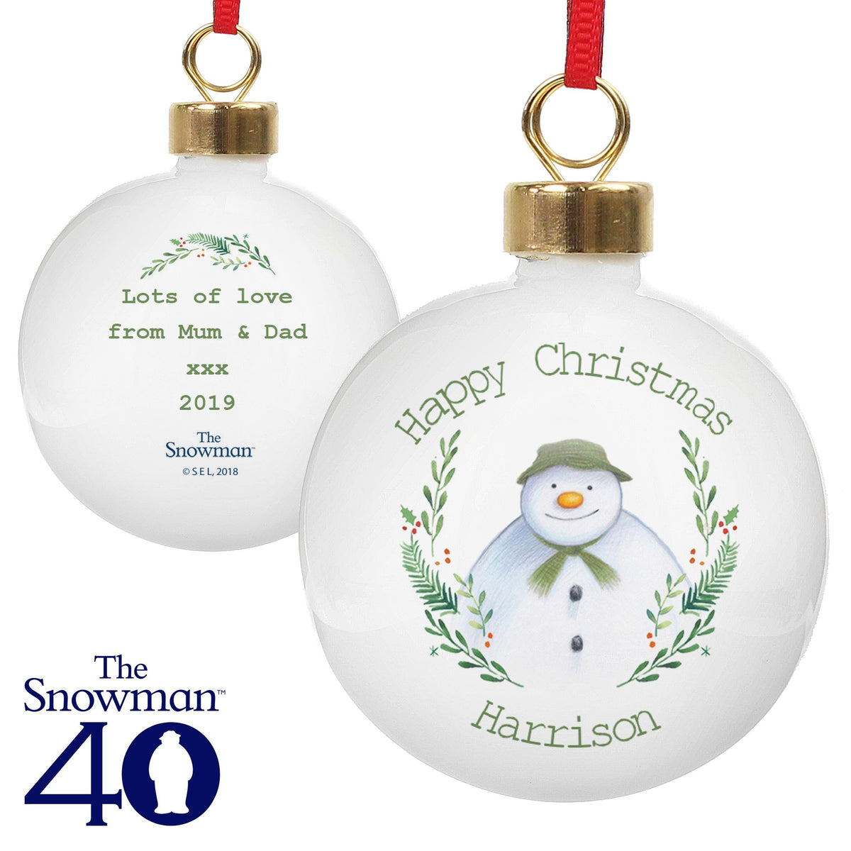 Personalised Memento Personalised The Snowman Winter Garden Bauble