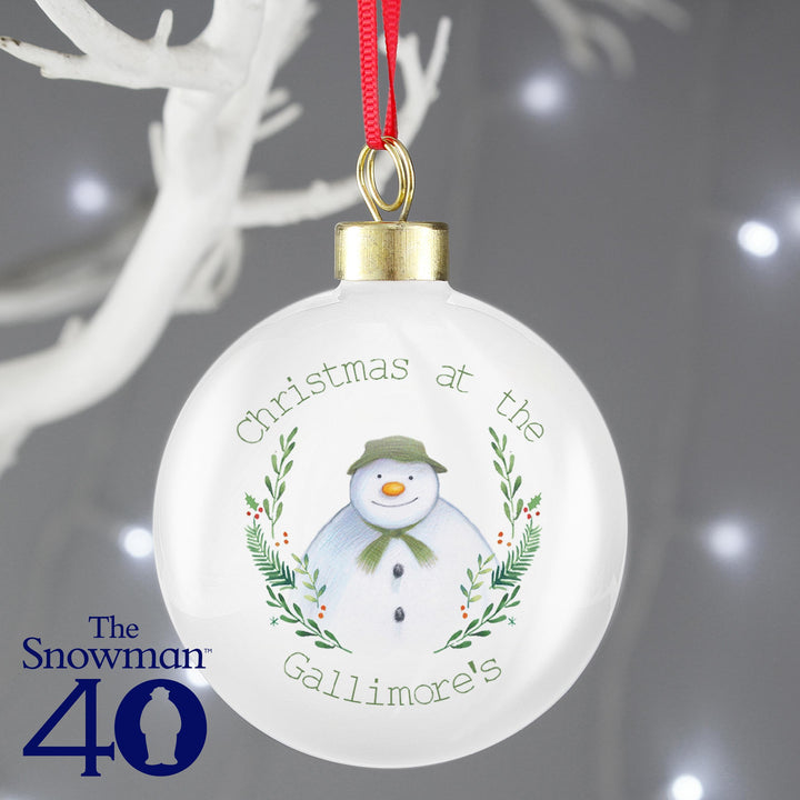 Personalised Memento Personalised The Snowman Winter Garden Bauble