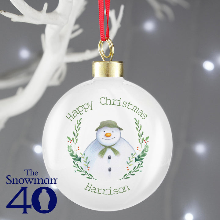Personalised Memento Personalised The Snowman Winter Garden Bauble