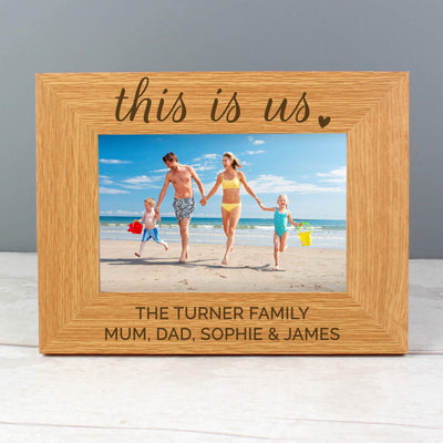 Personalised Memento Wooden Personalised 'This Is Us' 4x6 Landscape Wooden Photo Frame
