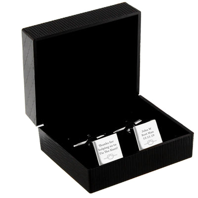 Personalised Memento Jewellery Personalised Tie the Knot Square Cufflinks