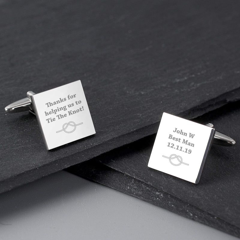 Personalised Memento Jewellery Personalised Tie the Knot Square Cufflinks