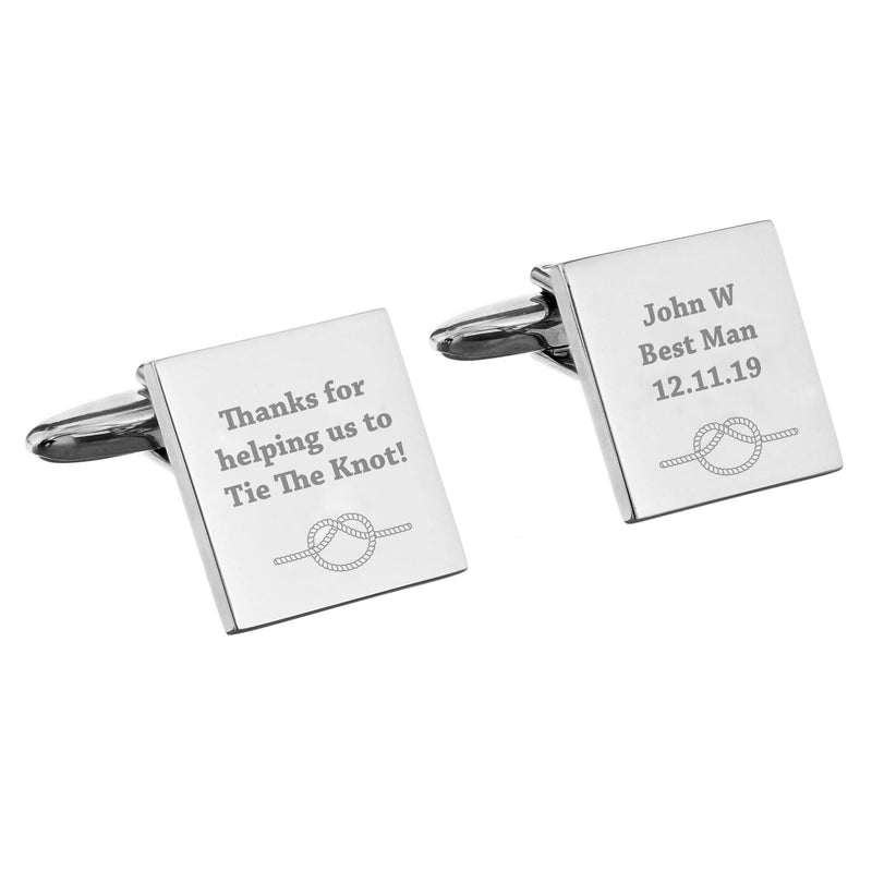 Personalised Memento Jewellery Personalised Tie the Knot Square Cufflinks