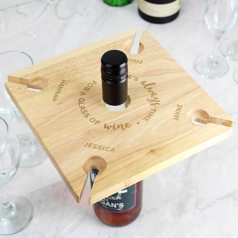 Personalised Memento Personalised ...Time For a Glass of Wine Four Wine Glass Holder & Bottle Butler
