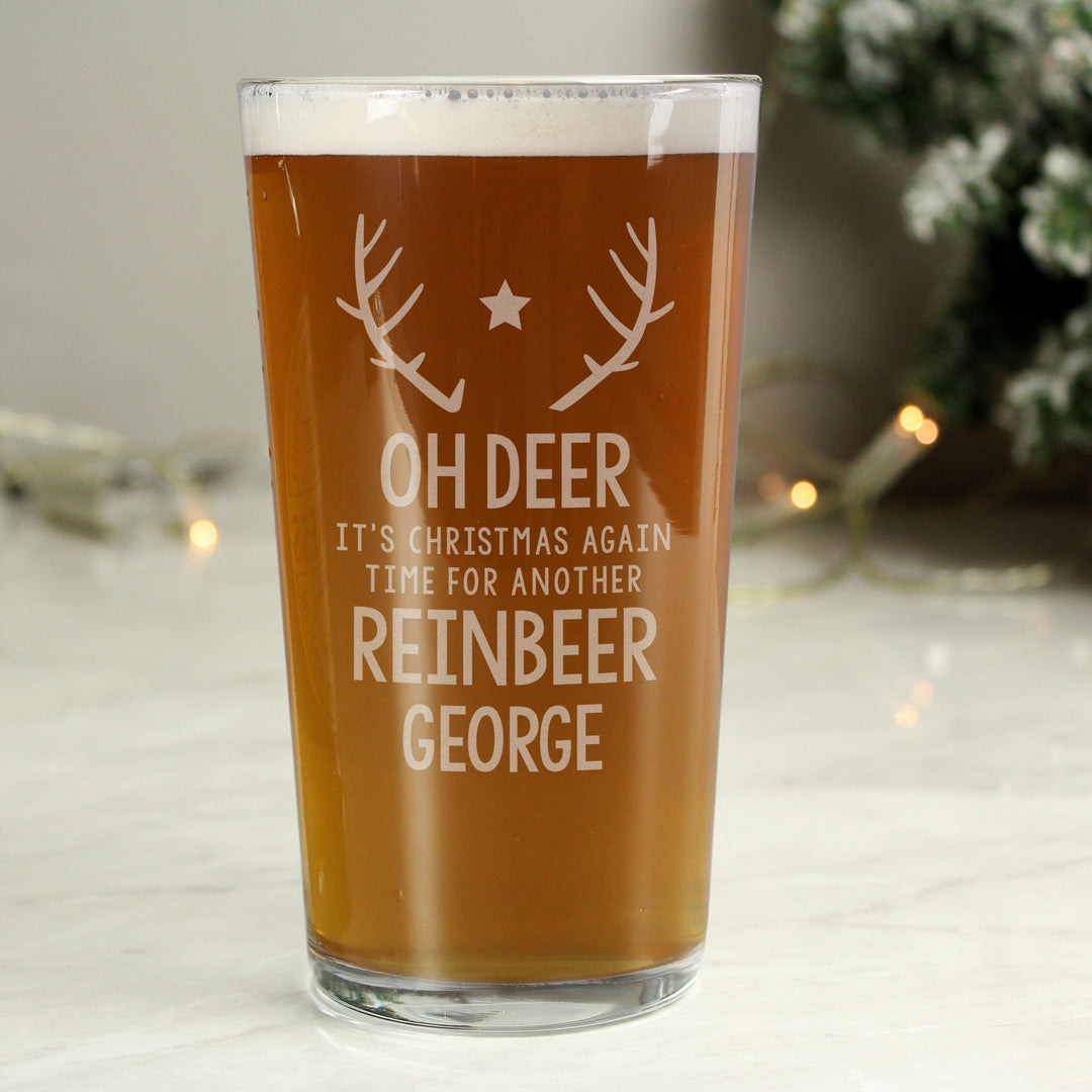 Personalised Memento Personalised Time For A Reinbeer Pint Glass