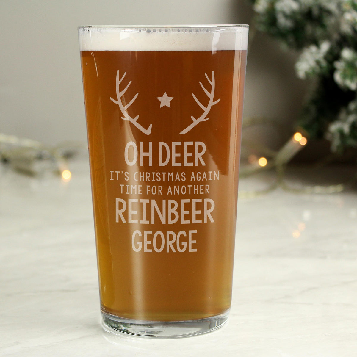 Personalised Memento Personalised Time For A Reinbeer Pint Glass