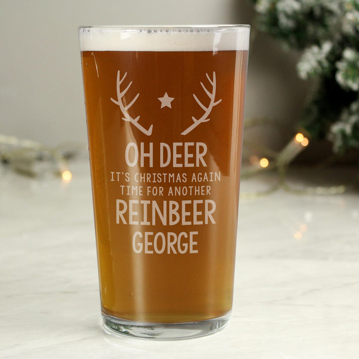 Personalised Memento Personalised Time For A Reinbeer Pint Glass
