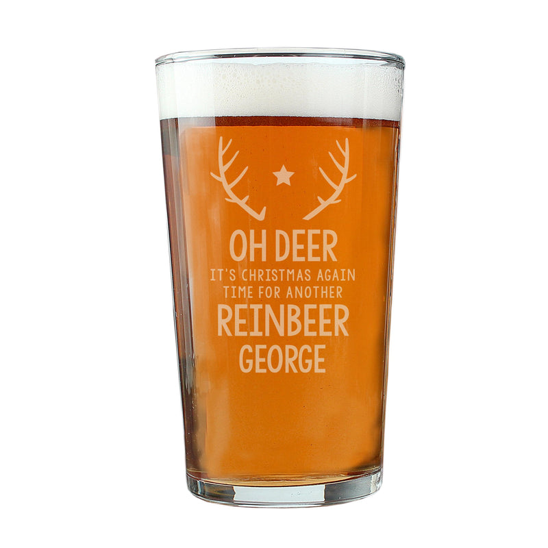 Personalised Memento Personalised Time For A Reinbeer Pint Glass