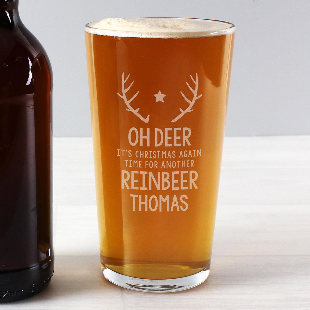 Personalised Memento Personalised Time For A Reinbeer Pint Glass