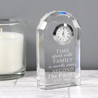 Personalised Memento Clocks & Watches Personalised Time Spent With Family Crystal Clock