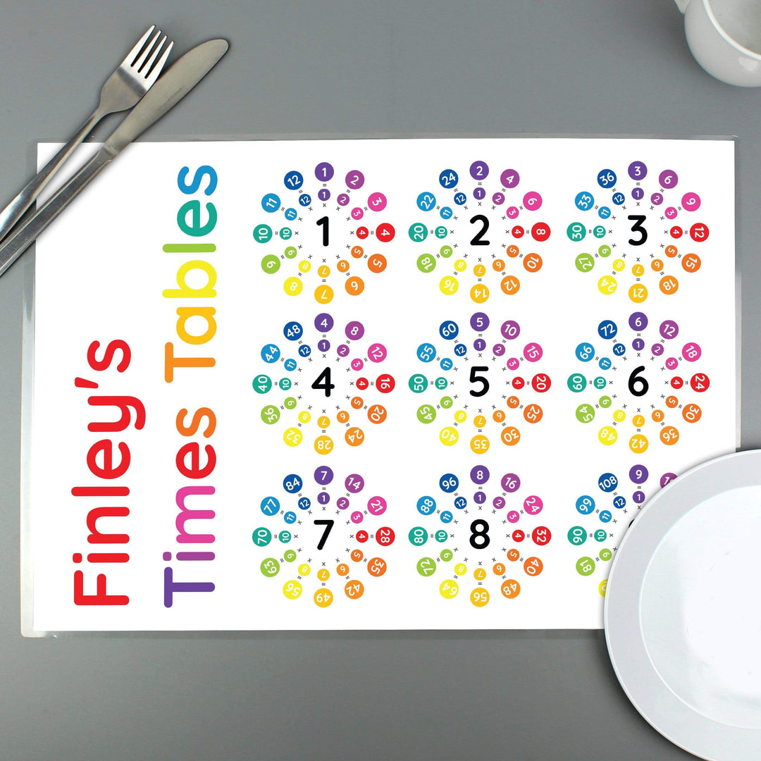 Personalised Memento Mealtime Essentials Personalised Times Tables Placemat