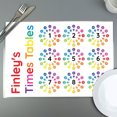 Personalised Memento Mealtime Essentials Personalised Times Tables Placemat