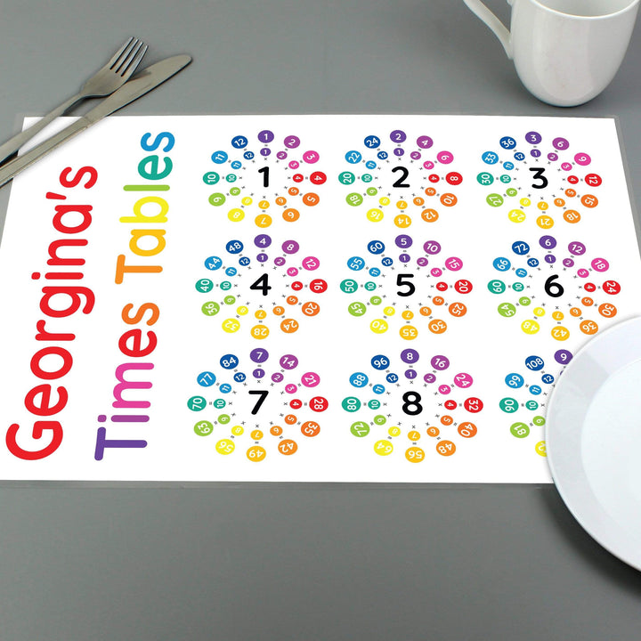 Personalised Memento Mealtime Essentials Personalised Times Tables Placemat