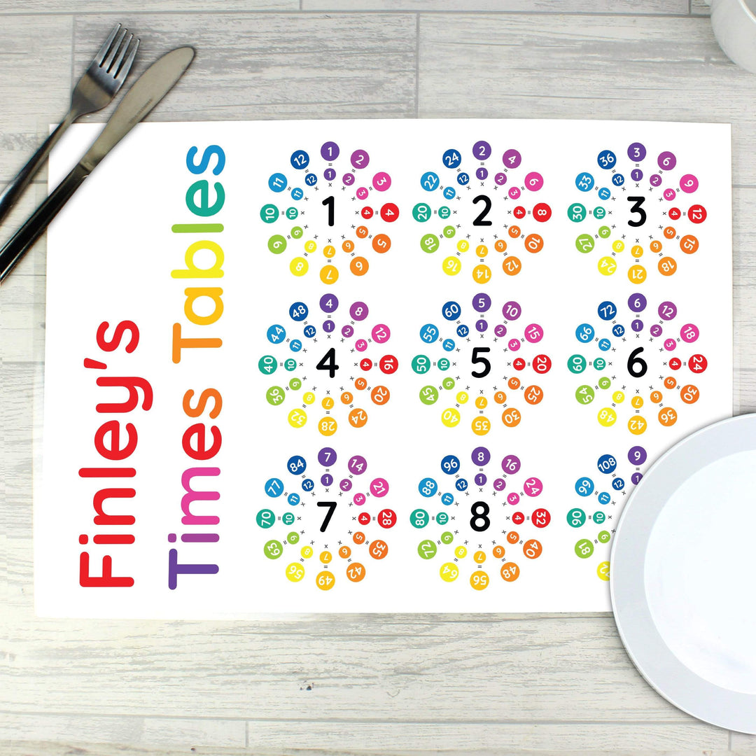 Personalised Memento Mealtime Essentials Personalised Times Tables Placemat
