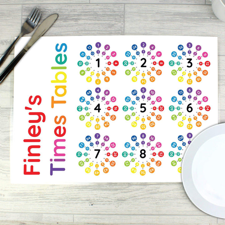 Personalised Memento Mealtime Essentials Personalised Times Tables Placemat