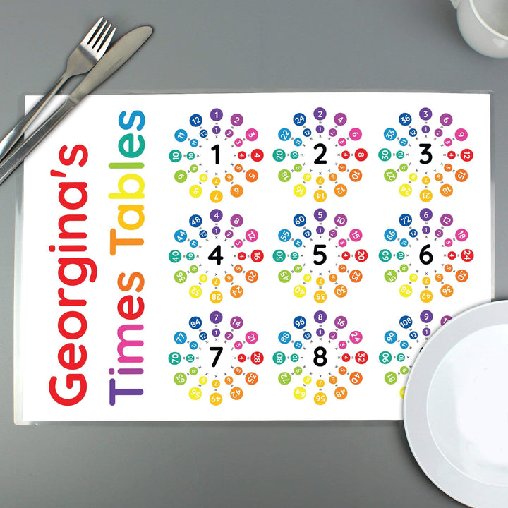 Personalised Memento Mealtime Essentials Personalised Times Tables Placemat