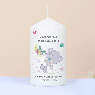 Personalised Memento Candles & Reed Diffusers Personalised Tiny Tatty Teddy Christening Candle