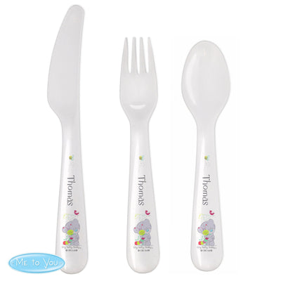 Personalised Memento Mealtime Essentials Personalised Tiny Tatty Teddy Cuddle Bug 3 Piece Plastic Cutlery Set
